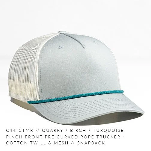 c44-CTMR // Pre Curved Pinch Rope Trucker Hat - Cotton Twill